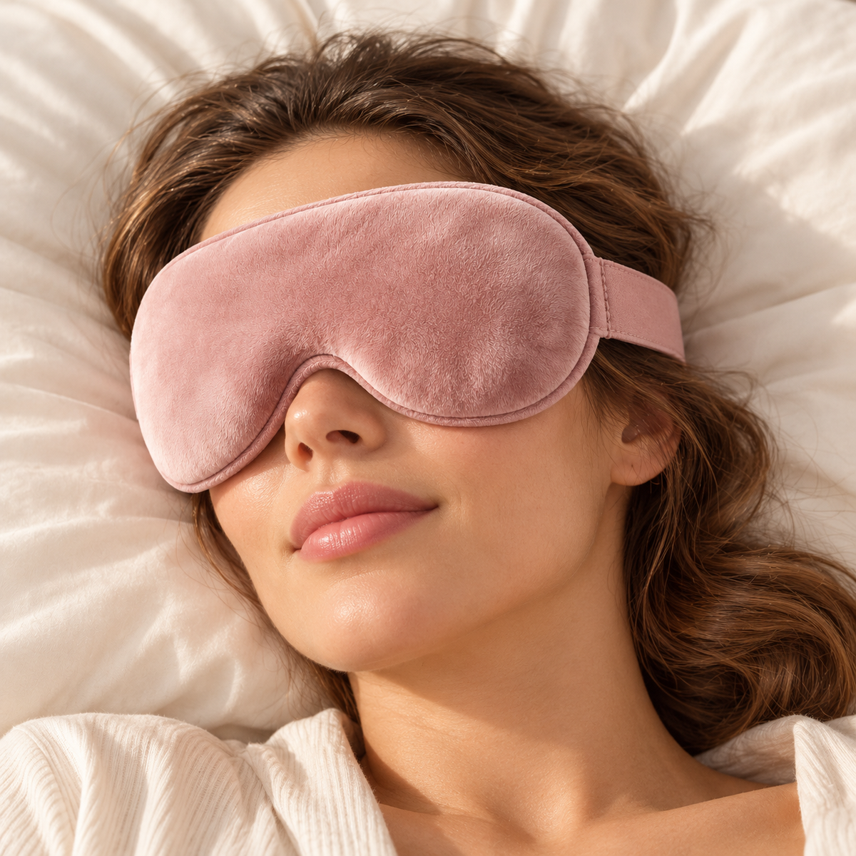 Blush Plush Sleep Mask with Matching Wide Strap