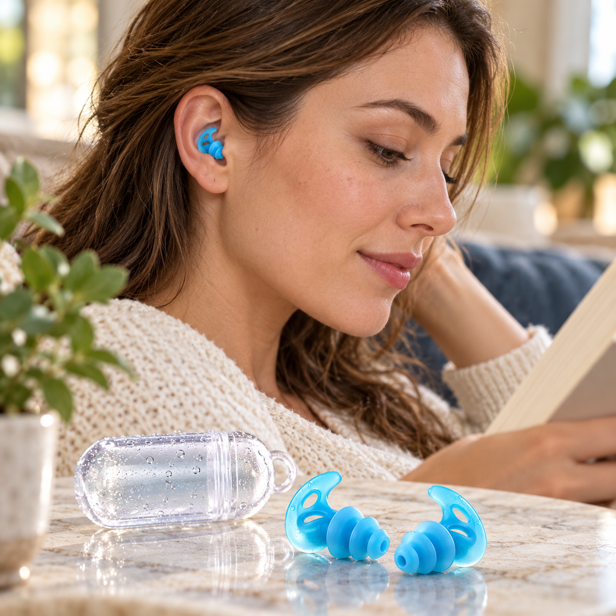 Aqua Wing Silicone Earplugs with Clear Capsule Case
