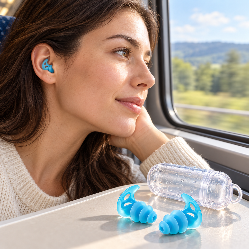 Aqua Wing Silicone Earplugs with Clear Capsule Case