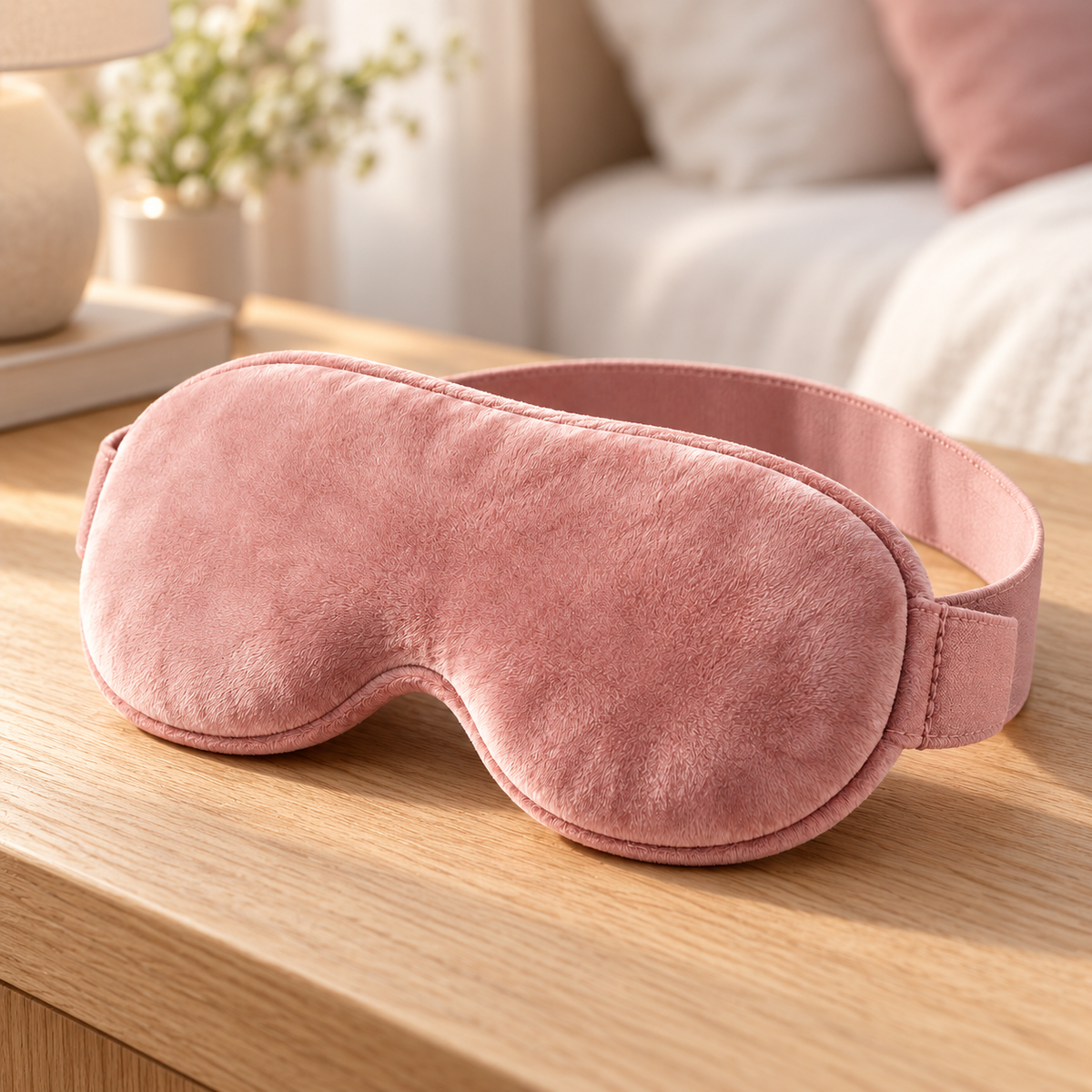 Blush Plush Sleep Mask with Matching Wide Strap
