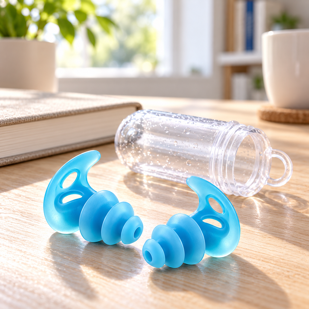 Aqua Wing Silicone Earplugs with Clear Capsule Case