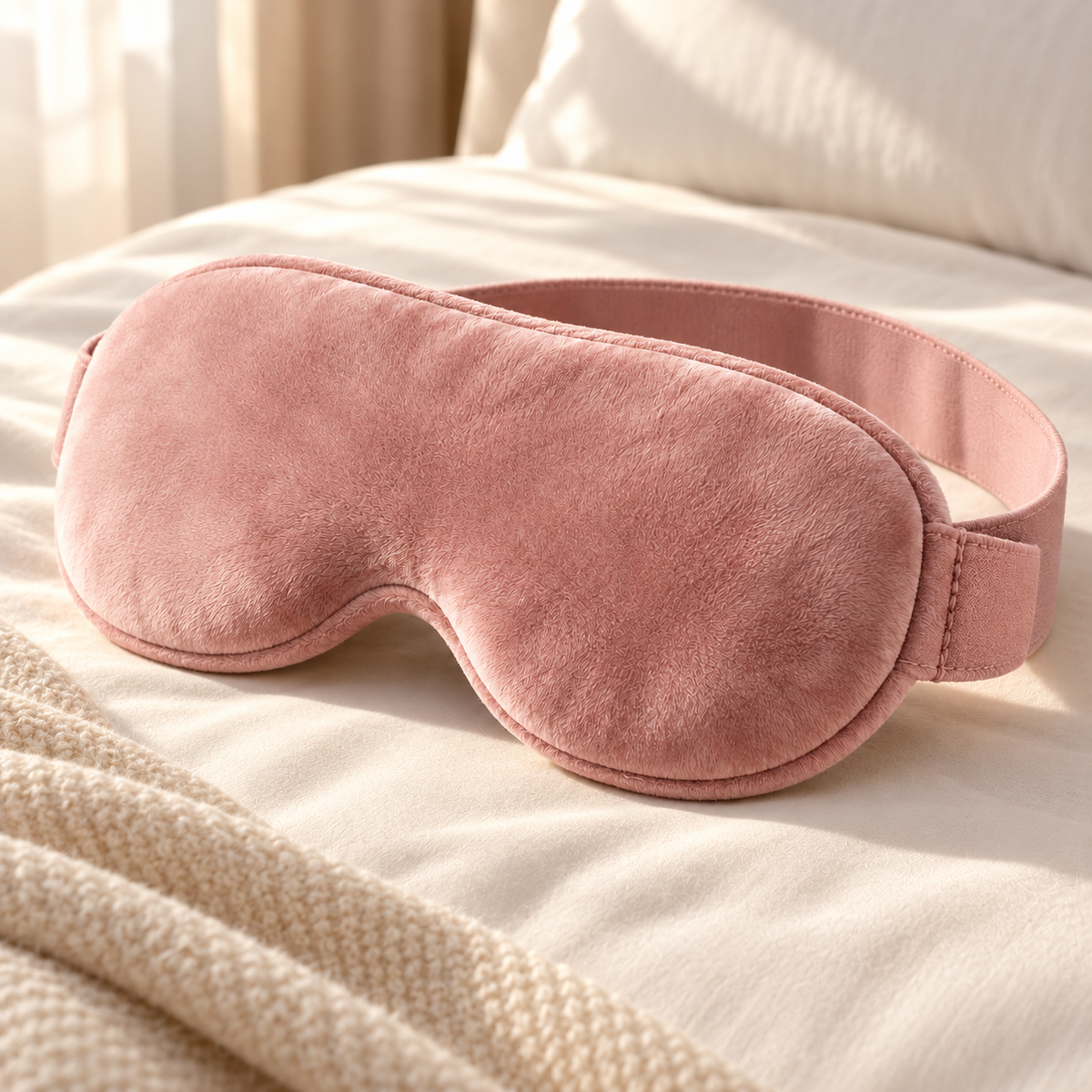 Blush Plush Sleep Mask with Matching Wide Strap