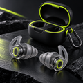 Graphite Lime Silicone Earplugs with Clip-On Storage Case