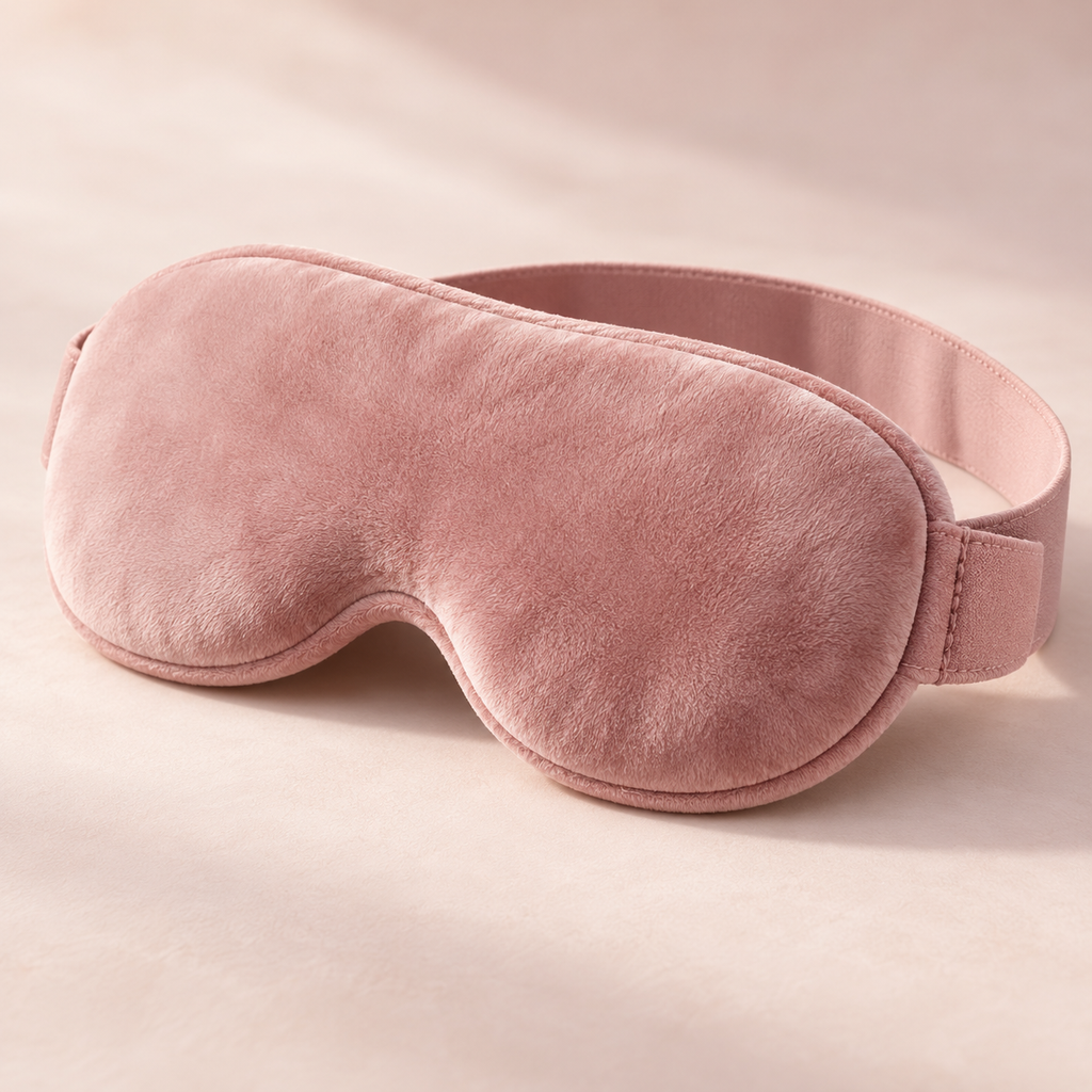 Blush Plush Sleep Mask with Matching Wide Strap