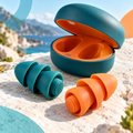 Teal & Orange Silicone Earplugs with Two-Tone Storage Case